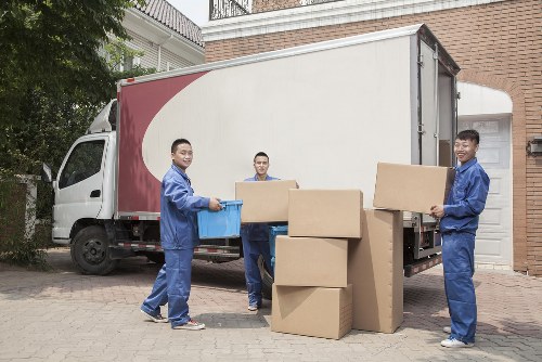 Commercial moving team preparing business relocation in Brixton