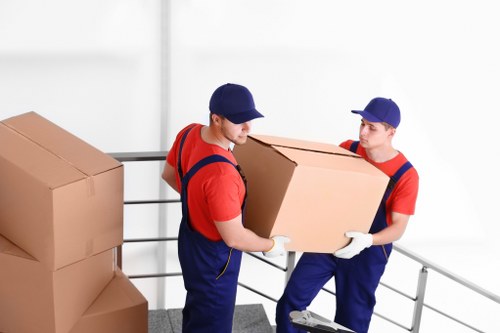 Packed household boxes ready for transport