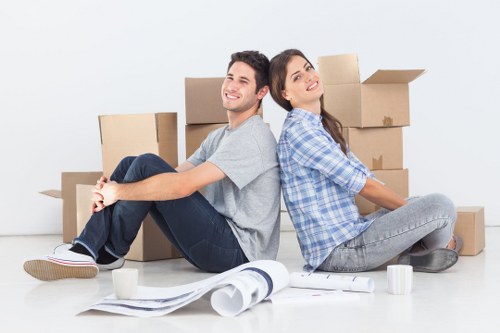 Packed household items prepared for a removals service